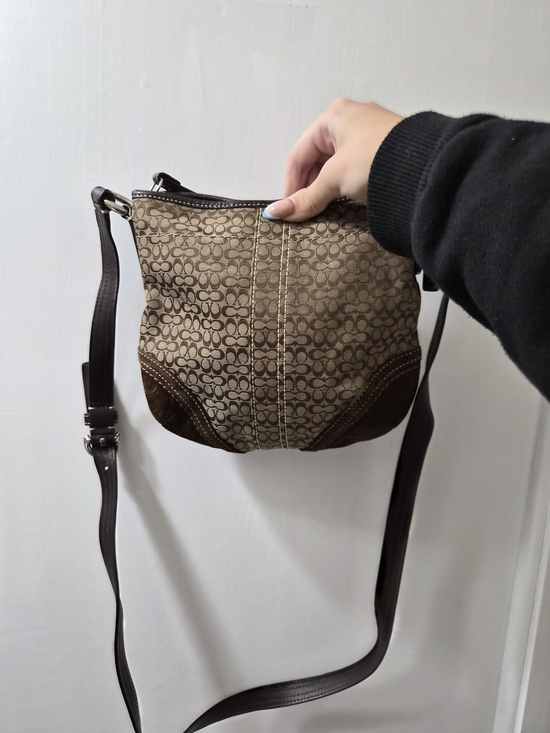 Coach Handbags - Coach Monogram Crossbody Bag in Brown and Dark Brown